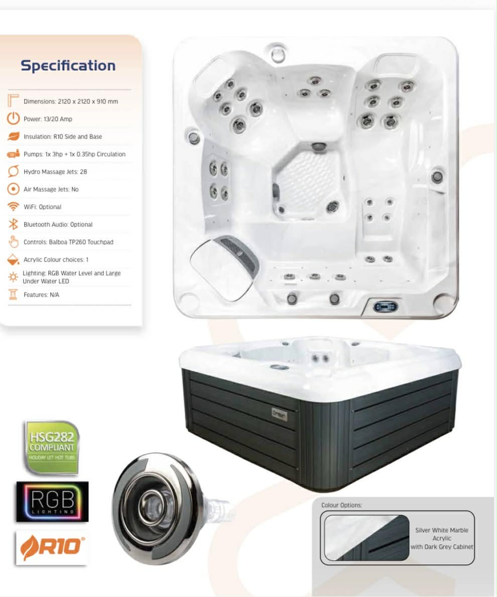 Sunbeach 5 Seat - HSG282 Compliant hot tub for Holiday Accommodation