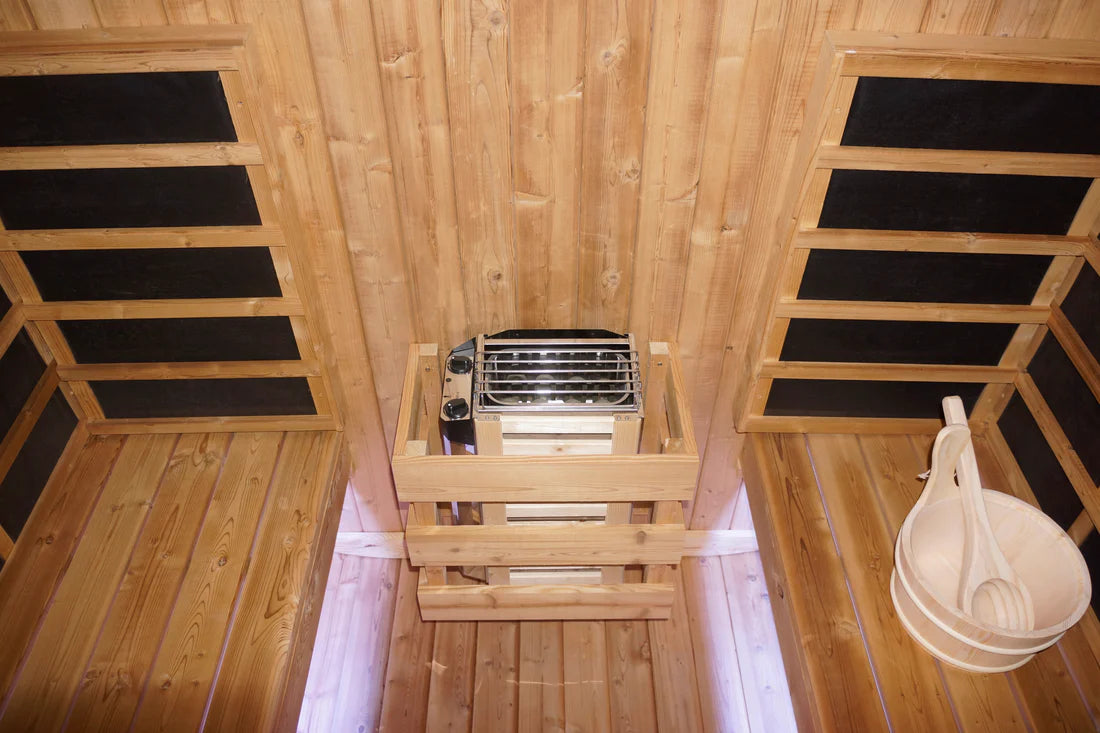 Outdoor Oval Barrel Hybrid Sauna - Infrared and traditional in one sauna