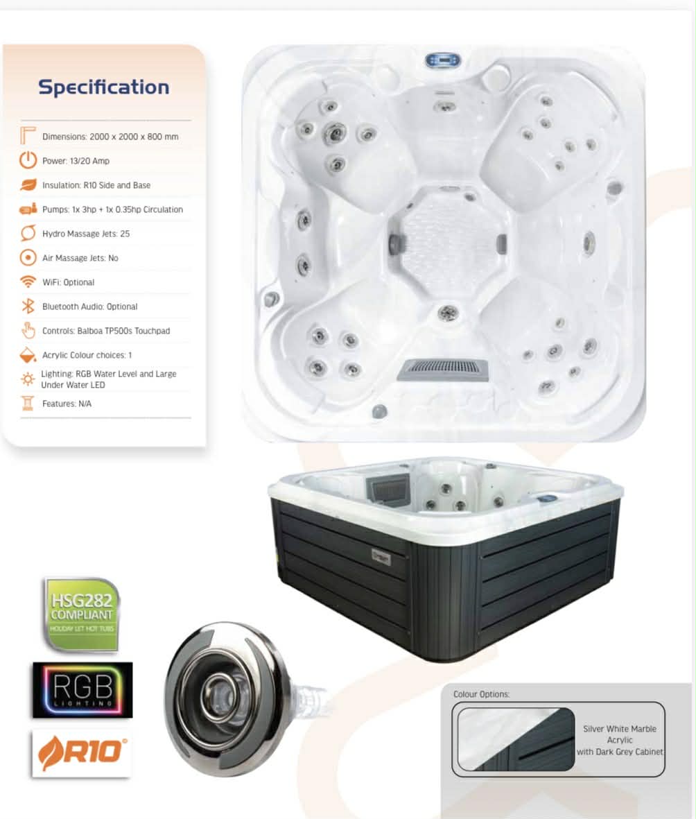 Sunbeach 7 Seat -  HSG282 Compliant hot tub for Holiday Accommodation